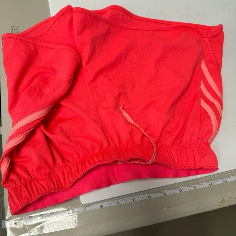 Adidas gym shorts womens small coral pink stripe yoga workout running climalite